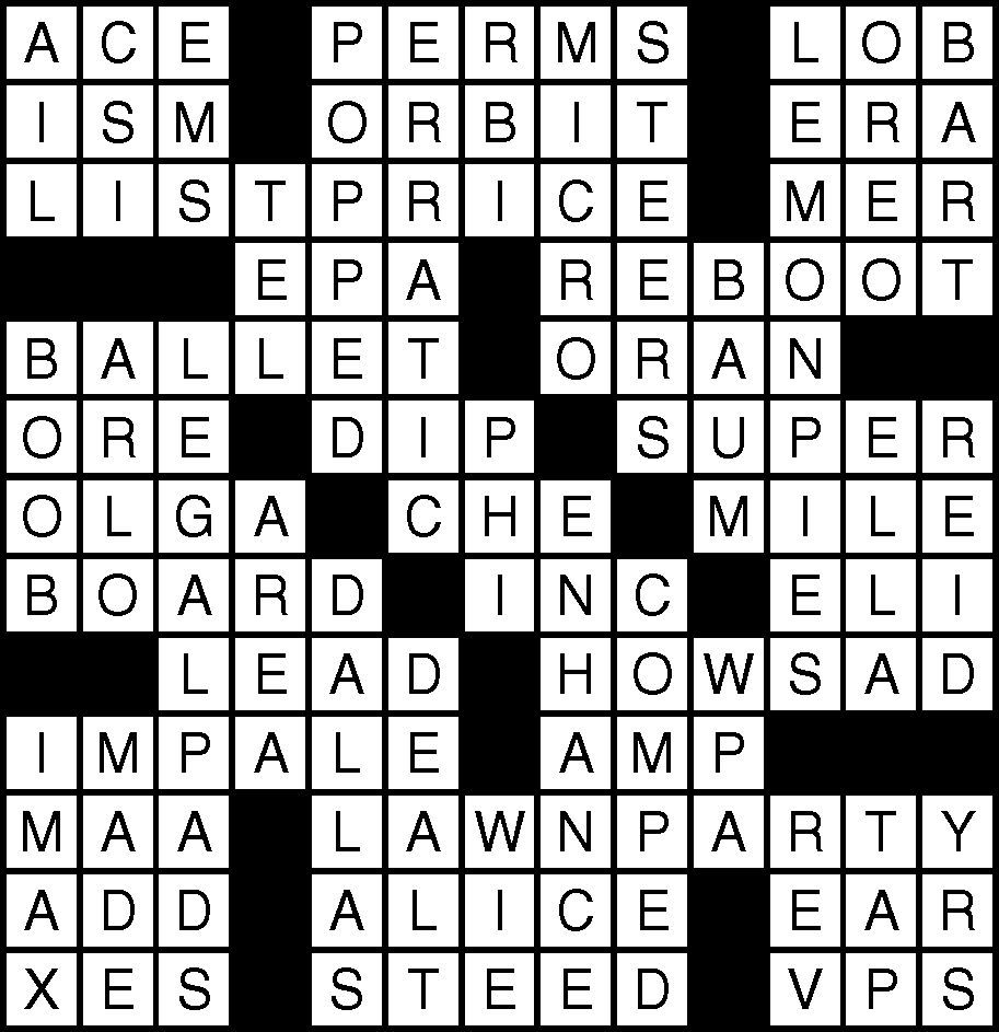 Crossword answers for Feb. 10